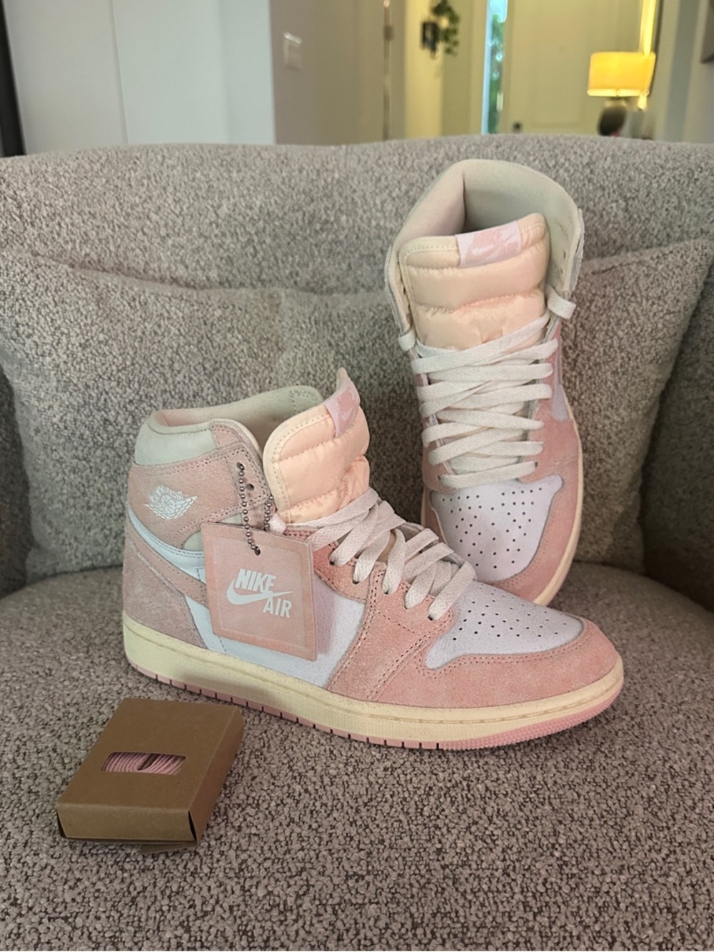 Nike Air Jordan 1 Mid Pink and White Women's Sneakers
